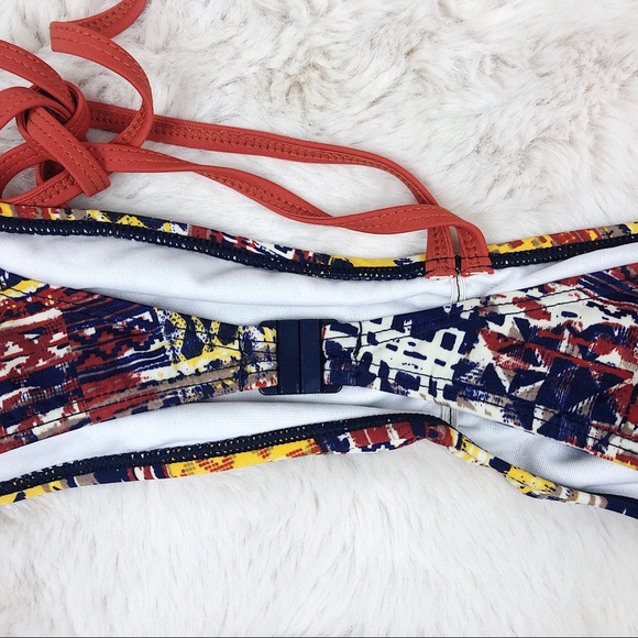 Target Aztec Print Colorful Tie Bandeau Bikini Set - Picture 5 of 7